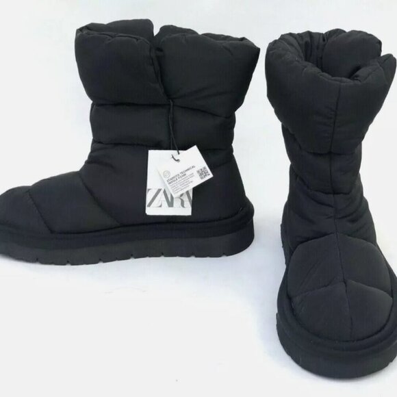 Zara Padded Black Ankle Booties - Picture 3 of 7
